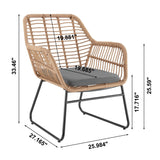 Antibes 2.0 Patio 4-Person Conversation Set with Coffee Table with Grey Cushions - Ornate Home