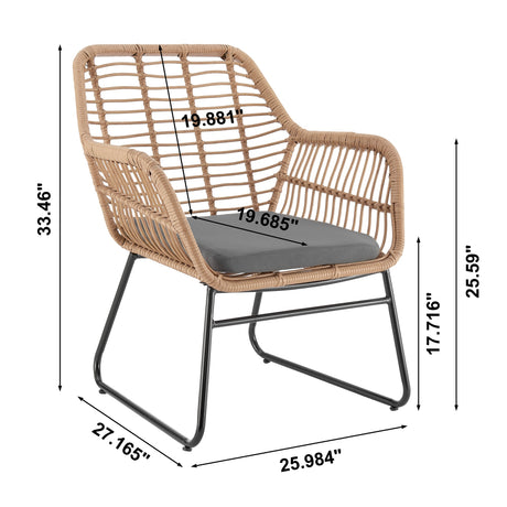 Antibes 2.0 Patio 4-Person Conversation Set with Coffee Table with Grey Cushions - Ornate Home