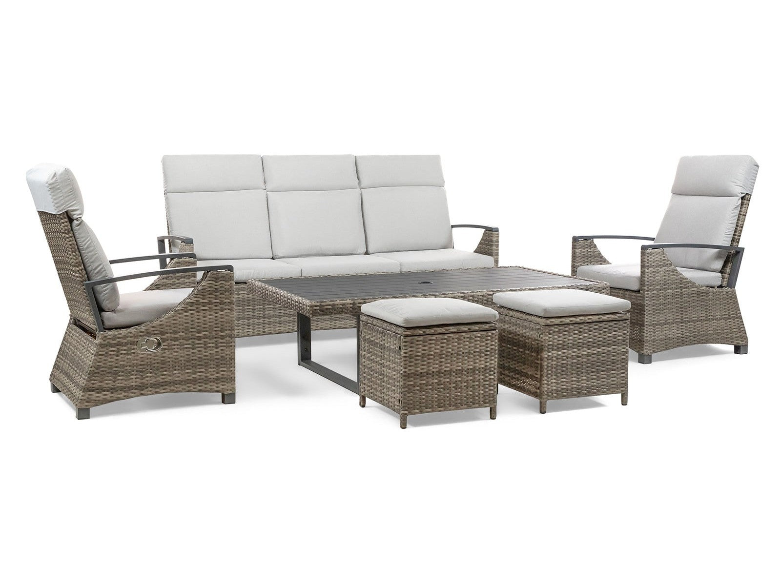 Antigua Gun Metal/Brown/Gray 6 Piece Patio Set - Ornate Home
