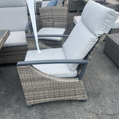 Antigua Gun Metal & Brown/Gray Outdoor Arm Chair - Ornate Home