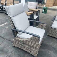 Antigua Gun Metal & Brown/Gray Outdoor Arm Chair - Ornate Home