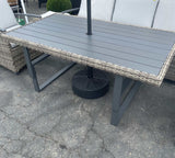 Antigua Gun Metal & Brown/Gray Outdoor Height-Adjustable Table - Ornate Home