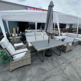 Antigua Gun Metal & Brown/Gray Outdoor Height-Adjustable Table - Ornate Home