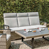 Antigua Gun Metal & Brown/Gray Outdoor Sofa - Ornate Home