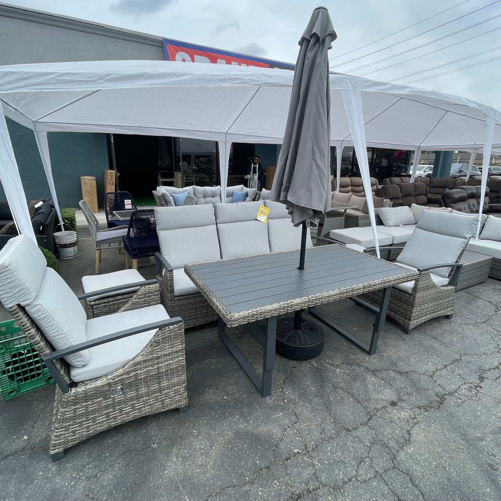 Antigua Gun Metal & Brown/Gray Outdoor Sofa - Ornate Home