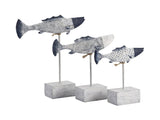 Antique Blue/White Fish Statues (Set of 2) - Ornate Home