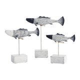 Antique Blue/White Fish Statues (Set of 2) - Ornate Home