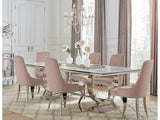 Antoine Light Pink White Glass 7-piece Dining Room Set - Ornate Home