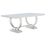 Antoine White 7-Piece Rectangular Glass Top Dining Table Set - Ornate Home