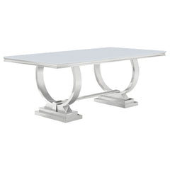 Antoine White 7-Piece Rectangular Glass Top Dining Table Set - Ornate Home