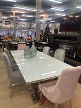 Antoine White & Chrome Dining Table - Ornate Home
