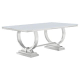 Antoine White & Chrome Dining Table - Ornate Home