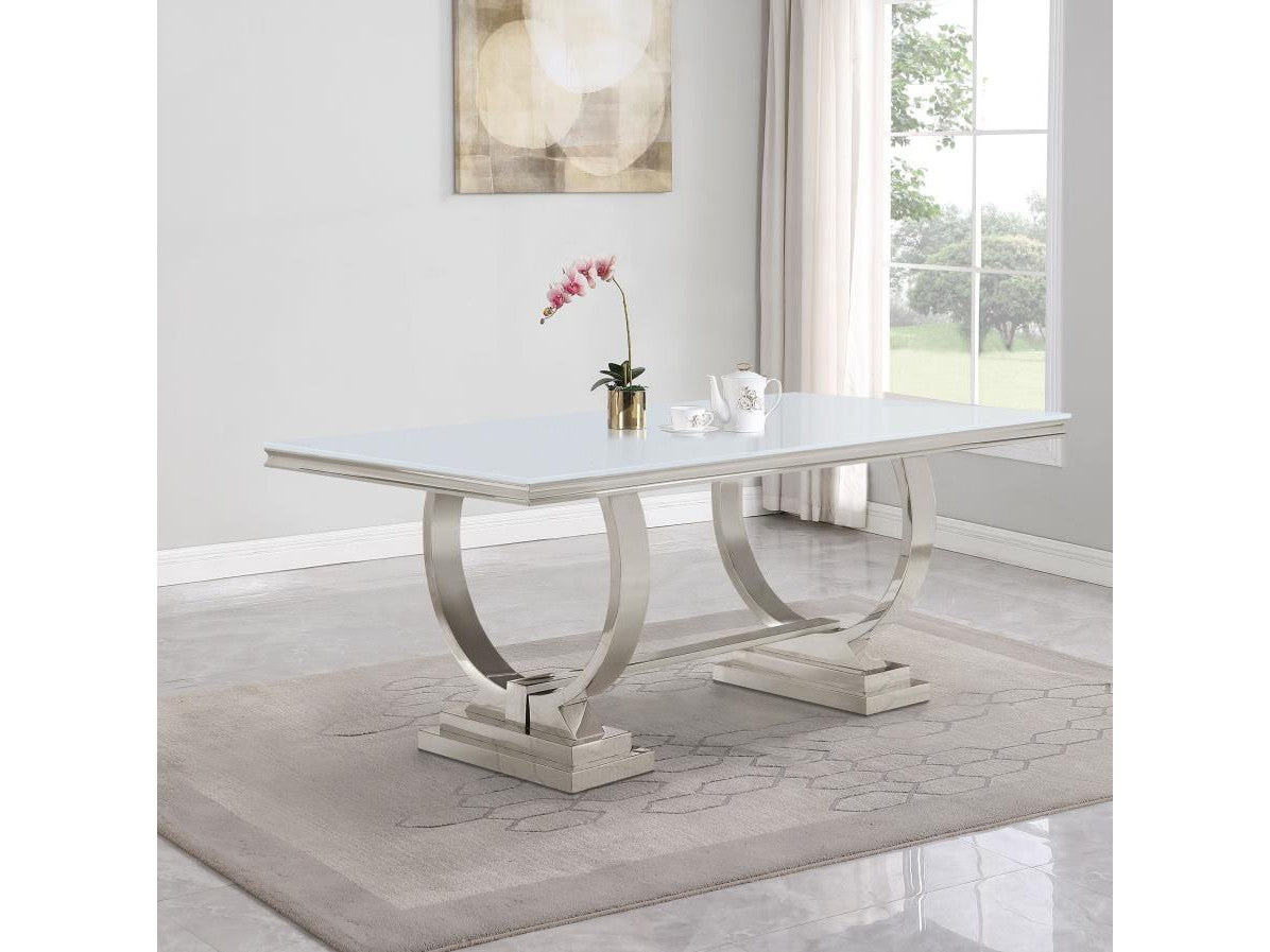 Antoine White & Chrome Dining Table - Ornate Home