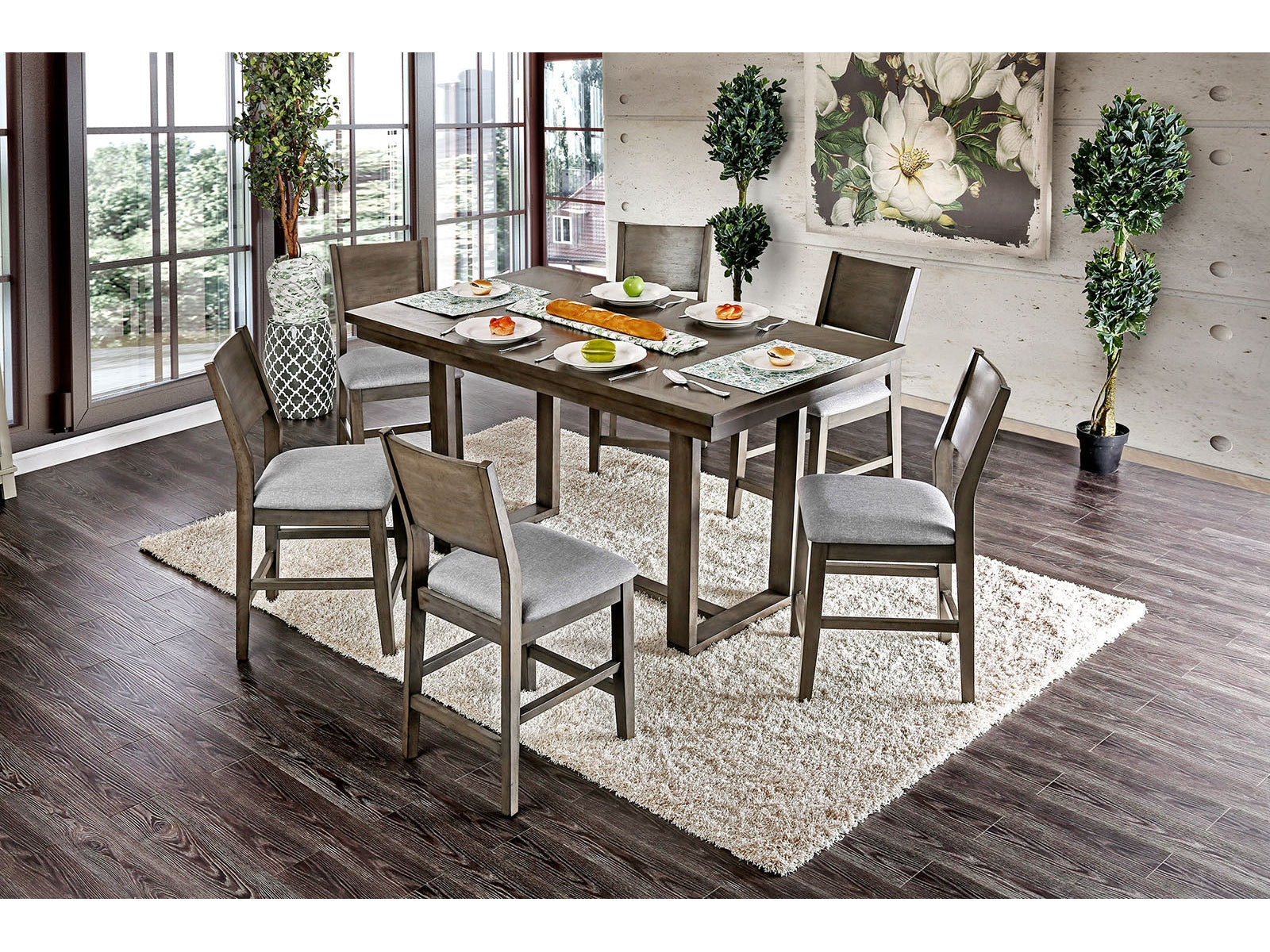 Anton Gray 7 Pc. Counter Height Set - Ornate Home