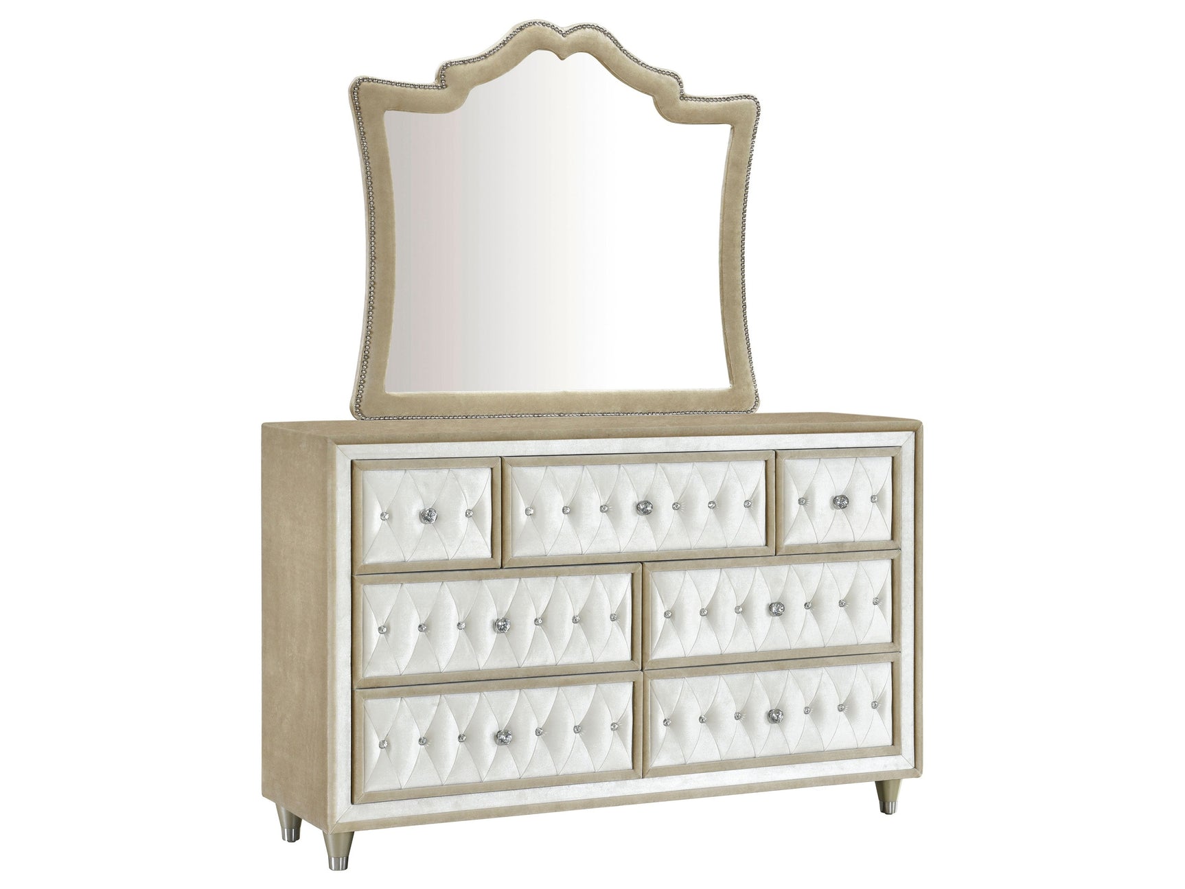 Antonella Ivory / Camel Dresser and Mirror - Ornate Home