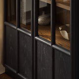 Anwen Black/Oak Solid Wood and Glass Display Cabinet - Ornate Home