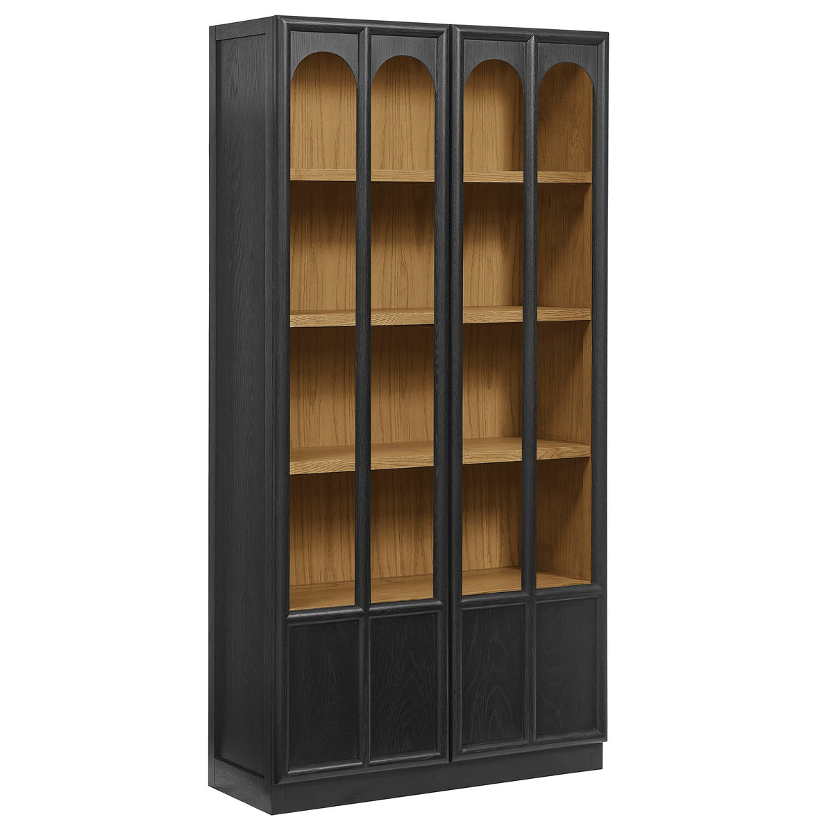 Anwen Black/Oak Solid Wood and Glass Display Cabinet - Ornate Home