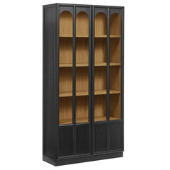 Anwen Black/Oak Solid Wood and Glass Display Cabinet - Ornate Home