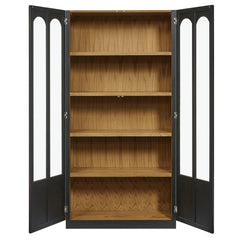 Anwen Black/Oak Solid Wood and Glass Display Cabinet - Ornate Home