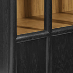 Anwen Black/Oak Solid Wood and Glass Display Cabinet - Ornate Home