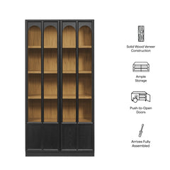 Anwen Black/Oak Solid Wood and Glass Display Cabinet - Ornate Home