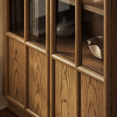 Anwen Oak Solid Wood and Glass Display Cabinet - Ornate Home