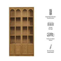 Anwen Oak Solid Wood and Glass Display Cabinet - Ornate Home