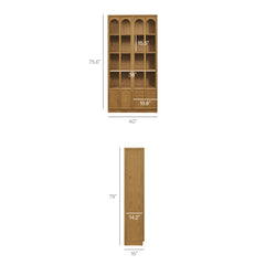 Anwen Oak Solid Wood and Glass Display Cabinet - Ornate Home
