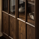 Anwen Walnut Solid Wood and Glass Display Cabinet - Ornate Home