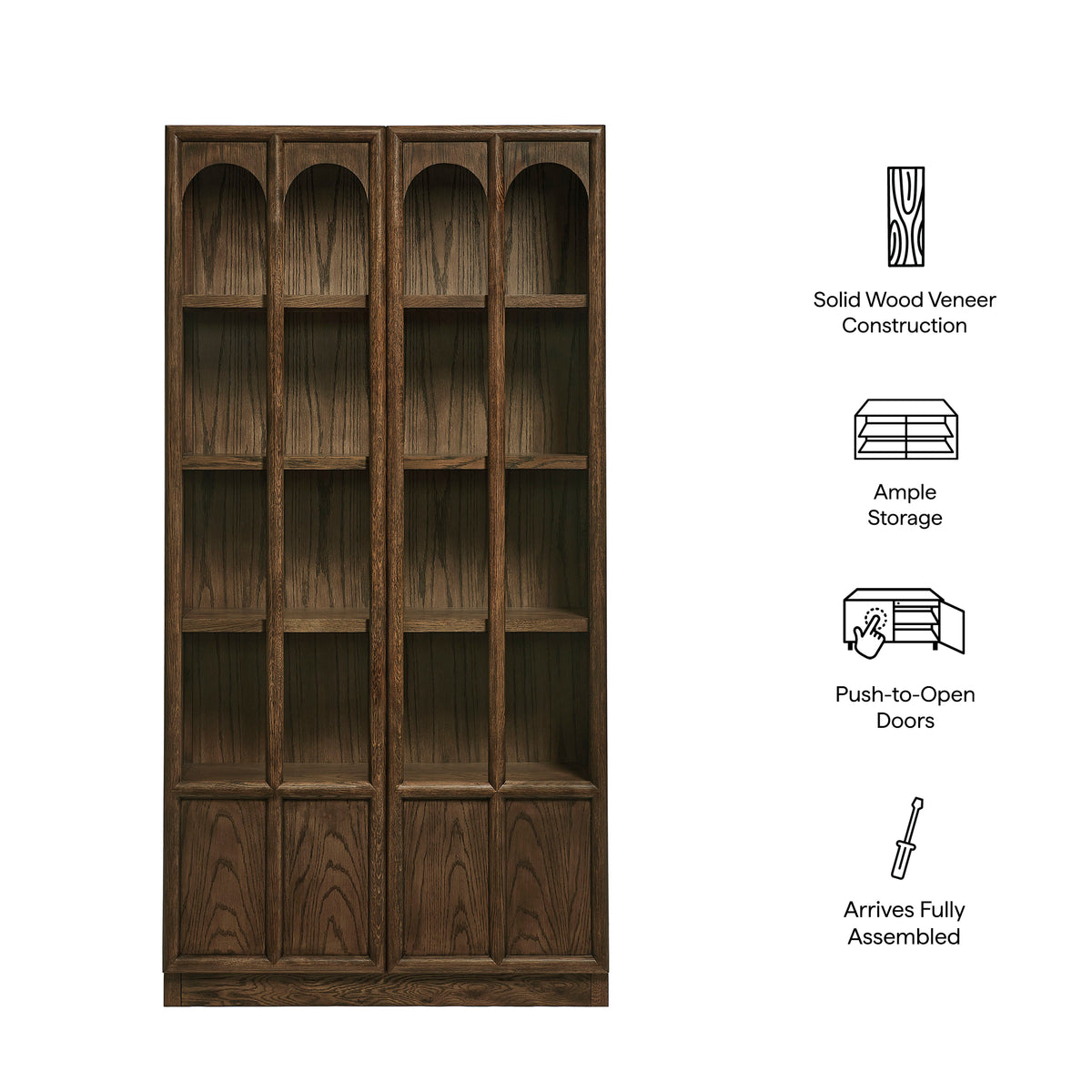 Anwen Walnut Solid Wood and Glass Display Cabinet - Ornate Home