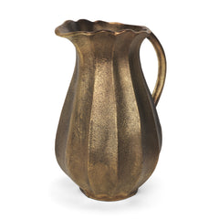 Anya Antiqued Brass Scalloped Petal Cast Metal Jug - Ornate Home