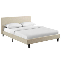 Anya Beige Fabric Queen Bed - Ornate Home