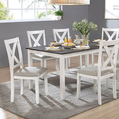 Anya Distressed White/Distressed Gray 7 Pc. Dining Table Set - Ornate Home