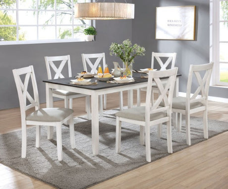 Anya Distressed White/Distressed Gray 7 Pc. Dining Table Set - Ornate Home