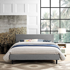 Anya Light Gray Fabric Queen Bed - Ornate Home