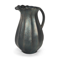Anya Matte Black Scalloped Petal Cast Metal Jug - Ornate Home