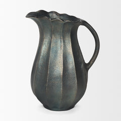 Anya Matte Black Scalloped Petal Cast Metal Jug - Ornate Home
