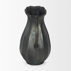 Anya Matte Black Scalloped Petal Cast Metal Jug - Ornate Home