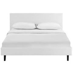 Anya White Fabric Full Bed - Ornate Home