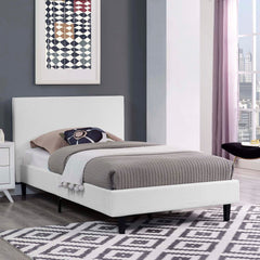 Anya White Fabric Twin Bed - Ornate Home