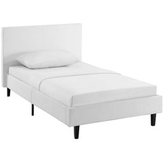 Anya White Fabric Twin Bed - Ornate Home