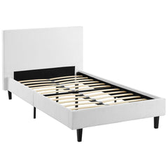 Anya White Fabric Twin Bed - Ornate Home