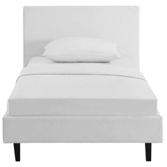 Anya White Fabric Twin Bed - Ornate Home