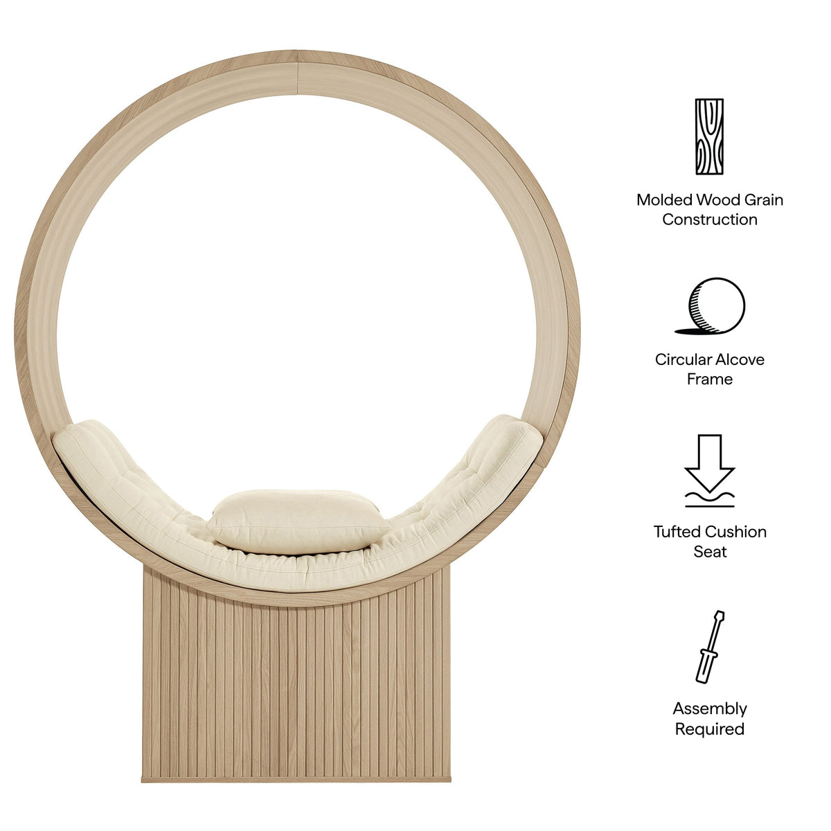 Aperture Natural/Ivory Round Alcove Accent Chair - Ornate Home