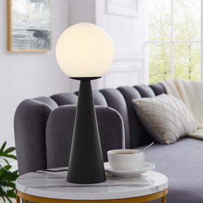 Apex White/Black Glass Globe Glass Table Lamp - Ornate Home