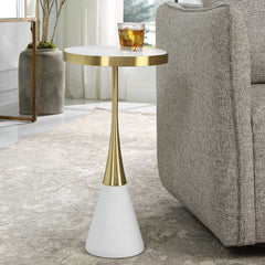 Apex White Concrete Accent Table - Ornate Home