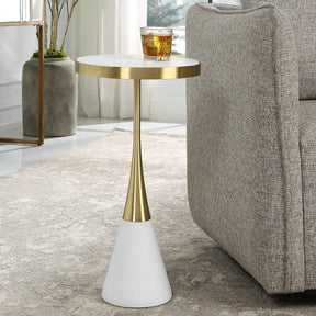 Apex White Concrete Accent Table - Ornate Home