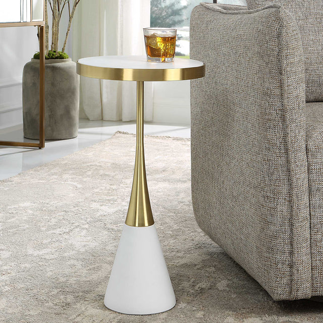 Apex White Concrete Accent Table - Ornate Home
