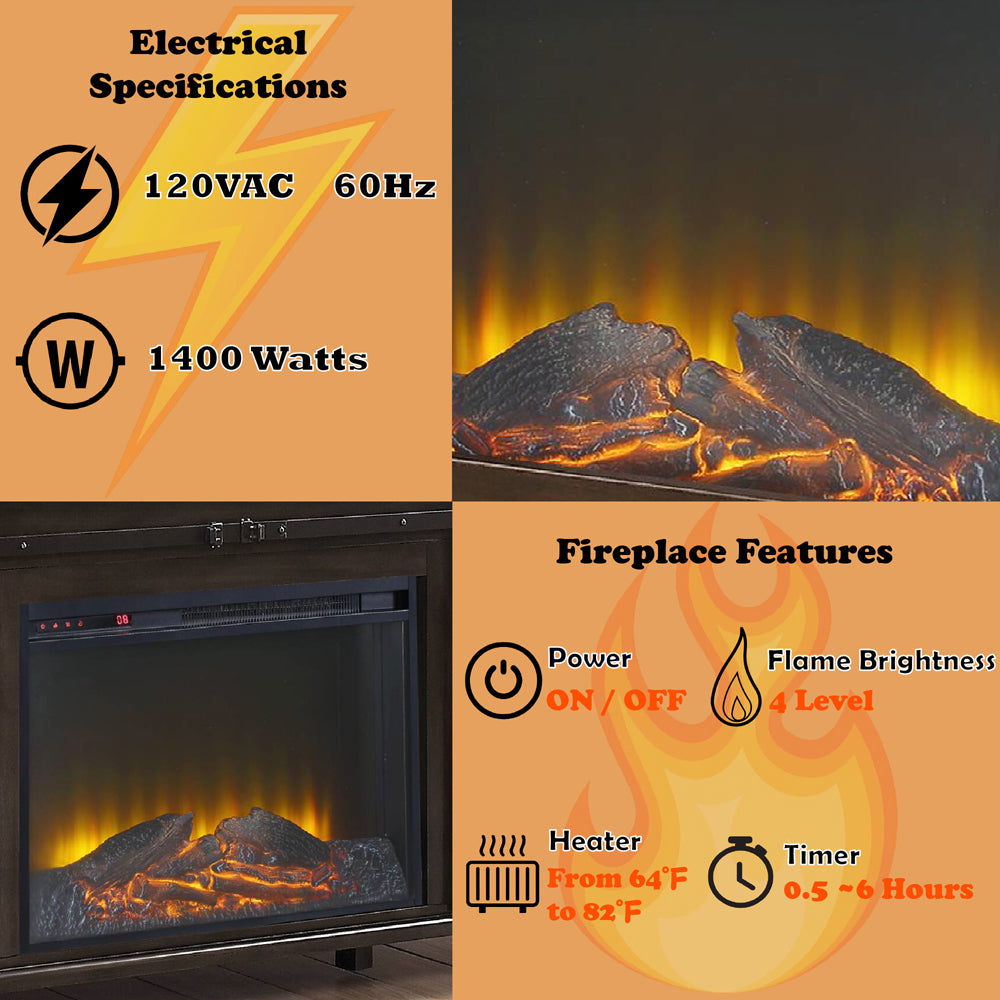 Apison Espresso Entertainment Center w/Fireplace - Ornate Home