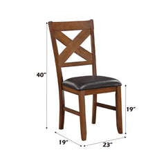 Apollo Espresso PU & Walnut Side Chair (Set of 2) - Ornate Home